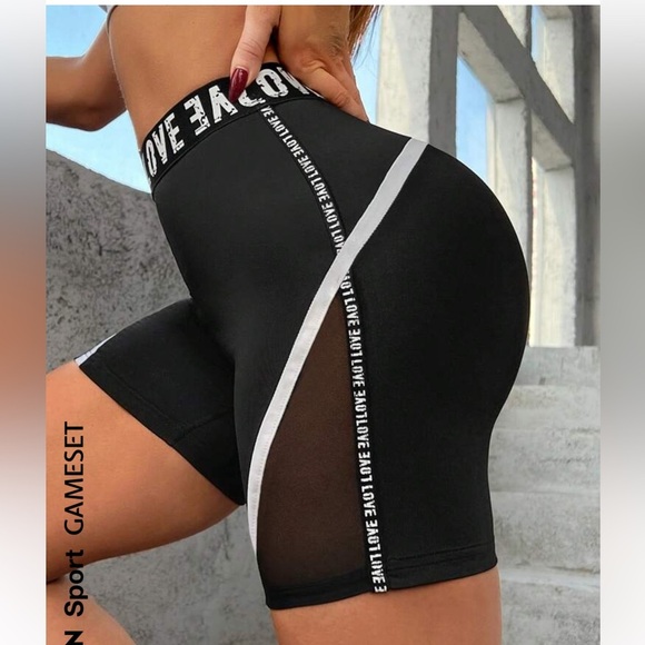 SHEIN Athletic Black and White Shorts with Elastic Waistband - Picture 6 of 6
